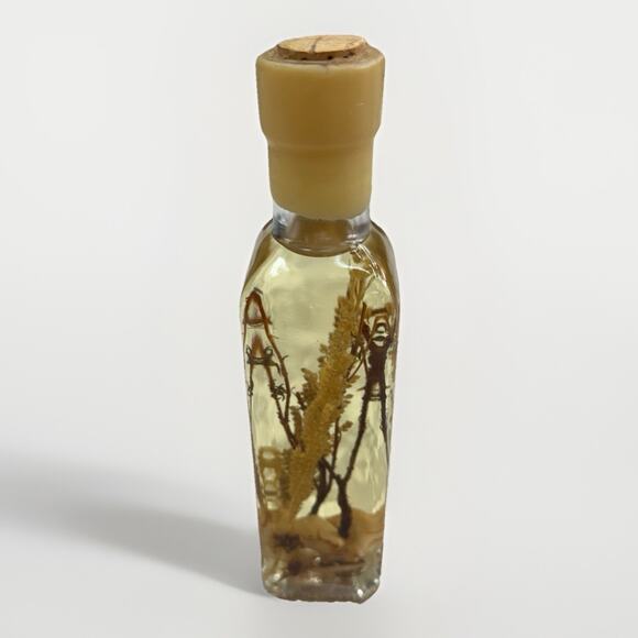 Vintage Handmade Rosemary Herbs Almonds Art Botanical Oil Glass Bottle - Picture 4 of 6